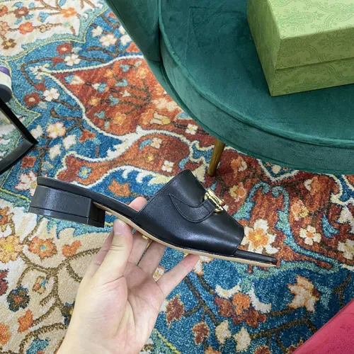 Gucci Womens Shoes Mules Leather Slide Sandal