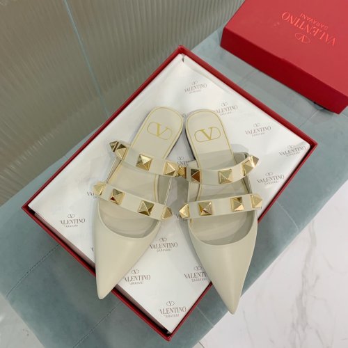 Valentino Women Shoes Mule Flip Flop Sandals ROMAN STUD FLAT MULE IN CALFSKIN with Original Box Luxury Brand