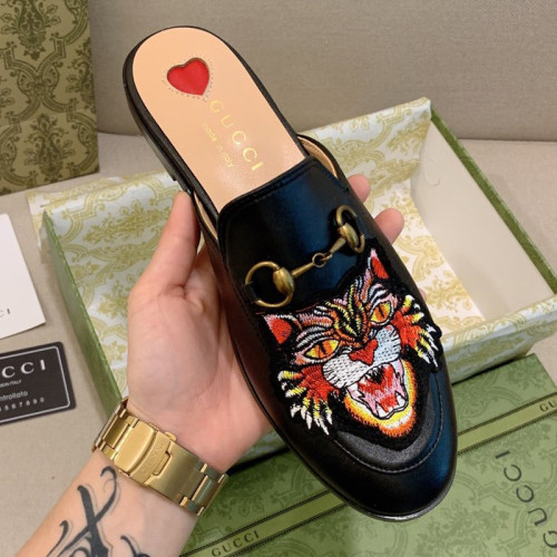 Gucci Womens Shoes Slippers Slides Casual Design Luxury Brand Leather Princetown leather slipper with Original Box
