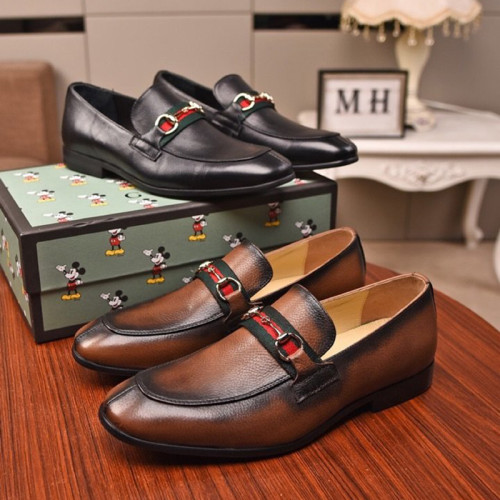 Gucci Mens Shoes Leather Design Luxury Brand Business Dress Shoes for Men with Original Box
