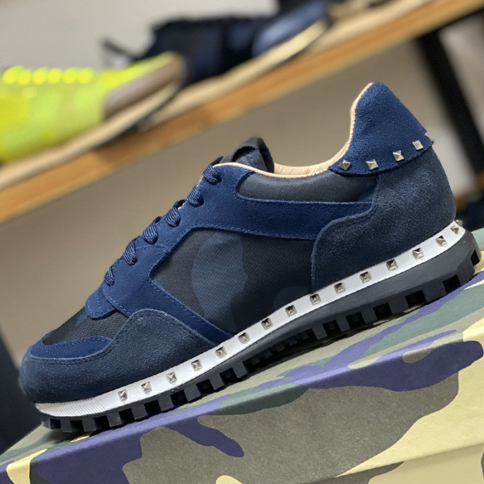 Valentino Men Shoes Fashion Design Luxury Brand ROCKRUNNER CAMOUFLAGE LAMINATED STUDDED SNEAKER with Original Box