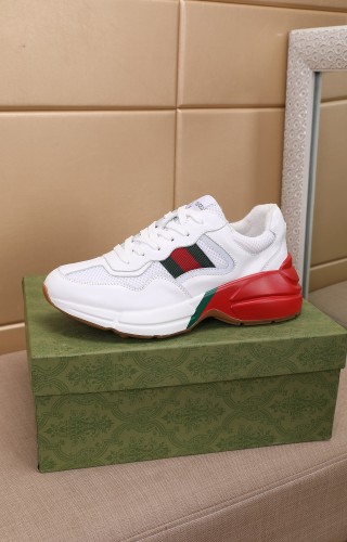Gucci Women Shoes Women's Rhyton Gucci logo leather sneaker Luxury Brand with Original Box