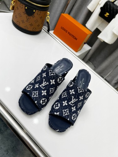 Louis Vuitton Womens Shoes Sandals Slippers Luxury Brand SILHOUETTE MULE 1A9PX4 Monogram denim with Original Box