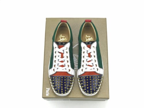 Christian Louboutin Mens Shoes Luxury Brand Red Bottom Design Louis Junior Spikes Flat with Original Box CL sneakers