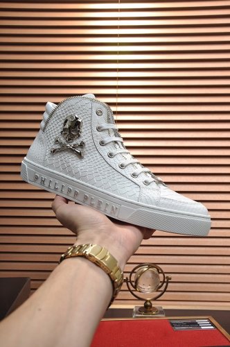 Philipp Plein Men Shoes Sneakers High Top Sneaker Fashion Design Luxury Brand Ankle Boots with Original Box