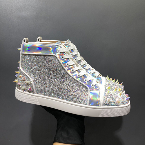 Christian Louboutin Mens Shoes Luxury Brand Red Bottom Design Louis Junior Spikes Flat with Original Box CL sneakers