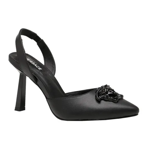 Versace Brand Womens Sandals Shoes Leather Big Size LA MEDUSA SLING-BACK PUMPS High Heel Design Luxury Brand Sandals for Women