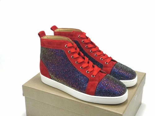 Christian Louboutin Mens Shoes Luxury Brand Red Bottom Design Louis Junior Spikes Flat with Original Box CL sneakers