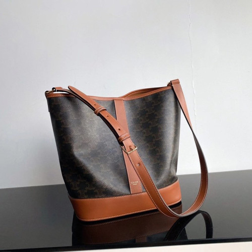 Celine Womens Bag MEDIUM BUCKET IN TRIOMPHE CANVAS