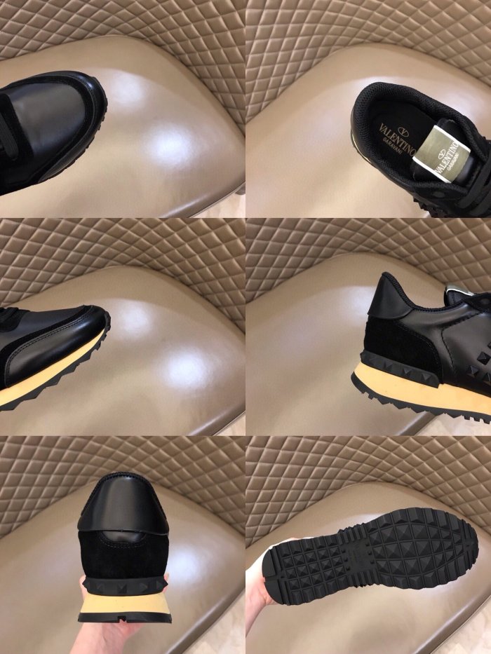 Valentino Men Shoes Fashion Design Luxury Brand ROCKRUNNER CAMOUFLAGE LAMINATED STUDDED SNEAKER with Original Box