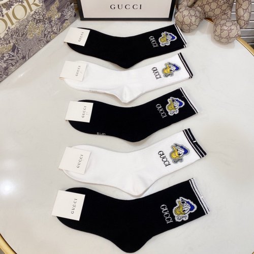 Gucci Socks 5 Pairs with Original Box Luxury Brand Breathable Gucci Sock