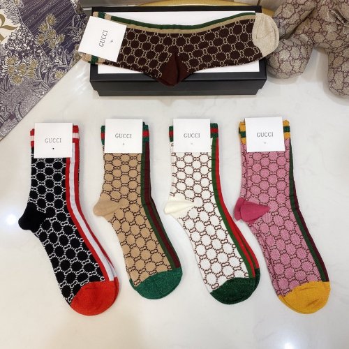 Gucci Socks 5 Pairs with Original Box Luxury Brand Breathable Gucci Sock