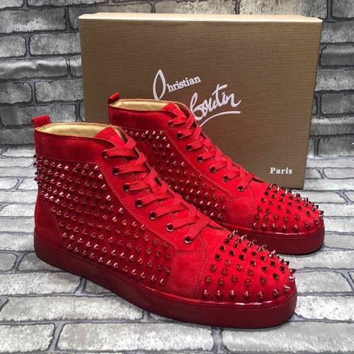 Christian Louboutin Mens Shoes Luxury Brand Red Bottom Design Louis Junior Spikes Flat with Original Box CL sneakers