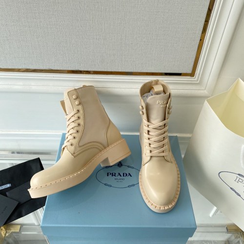 Prada Women Shoes Boots Luxury Brand Outdoor Monolith leather and nylon fabric boots 1T255M_3LJS_F0F24_F_B055
