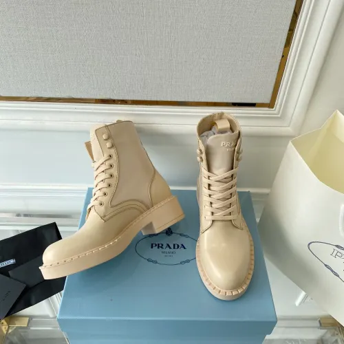 Prada Women Shoes Boots Luxury Brand Outdoor Monolith leather and nylon fabric boots 1T255M_3LJS_F0F24_F_B055