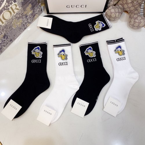 Gucci Socks 5 Pairs with Original Box Luxury Brand Breathable Gucci Sock