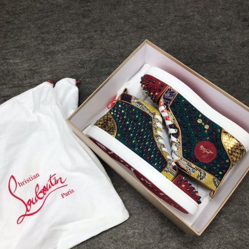 Christian Louboutin Mens Shoes Luxury Brand Red Bottom Design Louis Junior Spikes Flat with Original Box CL sneakers