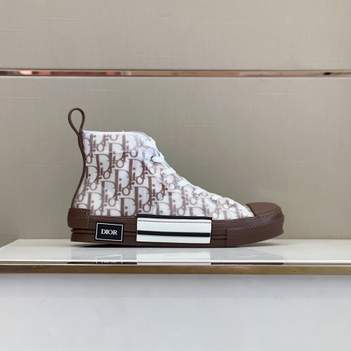 Dior Mens Shoes Sneakers Casual Luxury Brand B23 HIGH-TOP SNEAKER Dior Oblique Canvas with Original Box 3SH118ZMK_H761