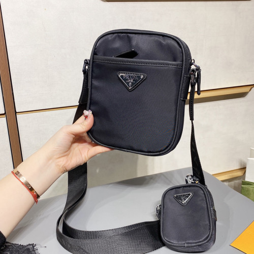 Prada Mens Bags Shoulder Messenger Bags Luxury Brand Re-Nylon and Saffiano leather shoulder bag 2VH112_2DMH_F0002_V_WOO with Original Box