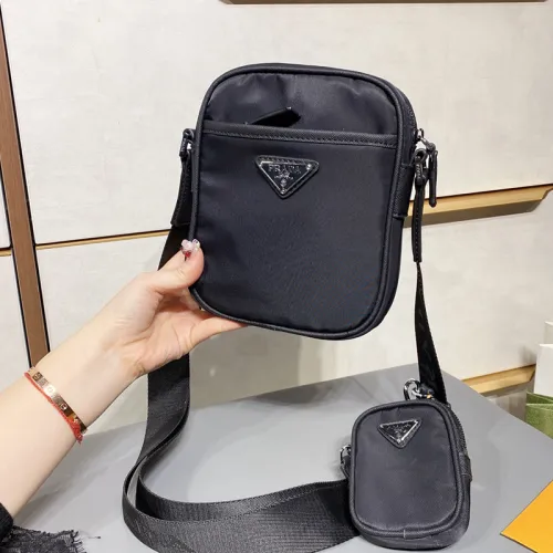 Prada Mens Bags Shoulder Messenger Bags Luxury Brand Re-Nylon and Saffiano leather shoulder bag 2VH112_2DMH_F0002_V_WOO with Original Box