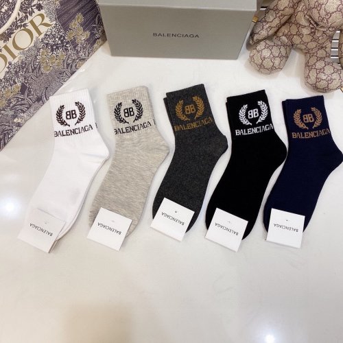 Balenciaga Socks 5 Pairs with Original Box Luxury Brand Breathable Balenciaga Sock