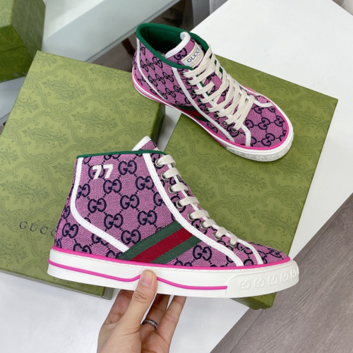 Gucci Womens Shoes Fashion Type Luxury Brand Leather Women's Gucci Tennis 1977 high top sneaker with Original Box