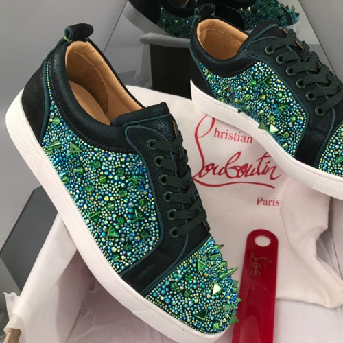 Christian Louboutin Mens Shoes Luxury Brand Red Bottom Design Louis Junior Spikes Flat with Original Box CL sneakers