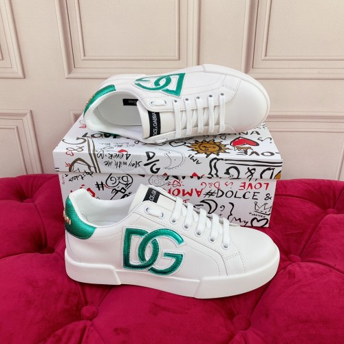 Dolce&Gabbana Womens Mens Shoes Fashion Sneakers Luxury Brand Calfskin Nappa Portofino Sneakers With Lettering