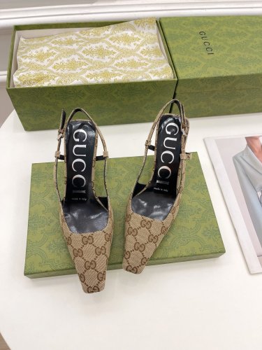 Gucci Womens Shoes Slingback Pumps 7.5cm Heel Luxury Brand Wedding Fashion Shoes for Women with Original Box