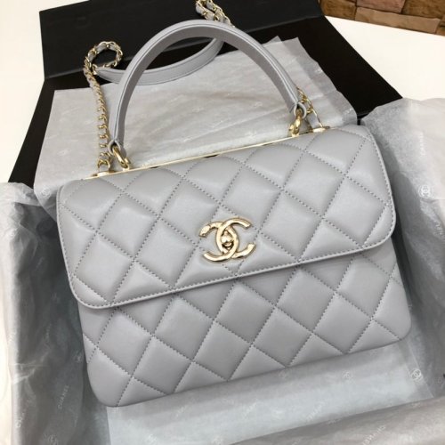 Chanel Womens Shoulder Bags Luxury Brand with Original Box Small Flap Bag With Top Handle Lambskin & Gold-Tone Metal