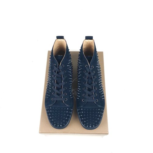 Christian Louboutin Mens Shoes Luxury Brand Red Bottom Design Louis Junior Spikes Flat with Original Box CL sneakers