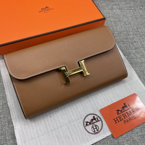 Hermes Womens Mens Wallets Purse Constance Clutch Leather Design Coin Bag with Original Box