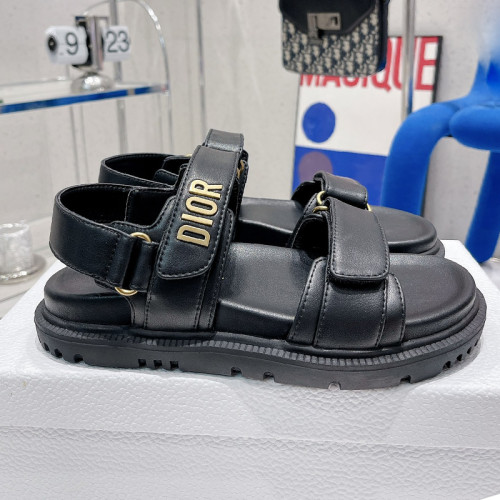 Dior Women Shoes Sandals Luxury Brand DIORACT SANDAL Black Lambskin with Original Box KCQ547LAB_S900