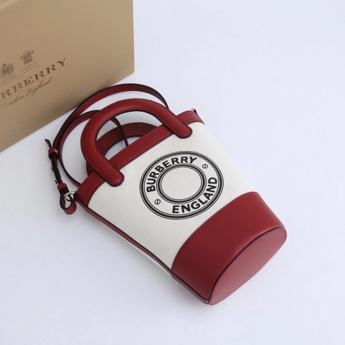 Burberry Womens Bag Logo Graphic Cotton Canvas Peggy Bucket Bag
