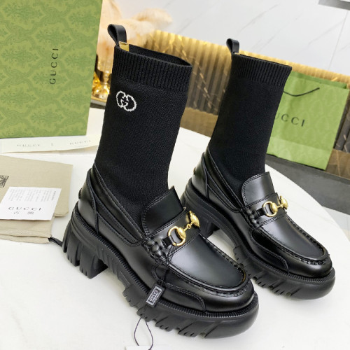 Gucci Women Shoes Boots Luxury Brand Fashion Leather ankle boot with Sylvie Web