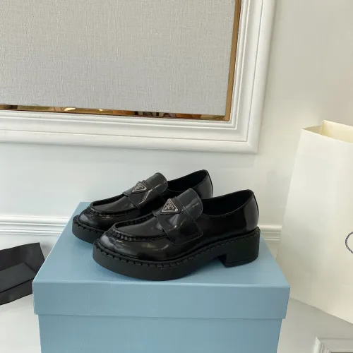 Prada Women Shoes Casual Design Luxury Brand Monolith pointy brushed leather loafers 1D663M_055_F0009_F_055 with Original Box