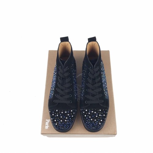 Christian Louboutin Mens Shoes Luxury Brand Red Bottom Design Louis Junior Spikes Flat with Original Box CL sneakers
