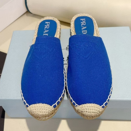 Prada Womens Shoes Casual Luxury Brand Breathable Hemp espadrilles Shoes Sandals Slippers with Original Box