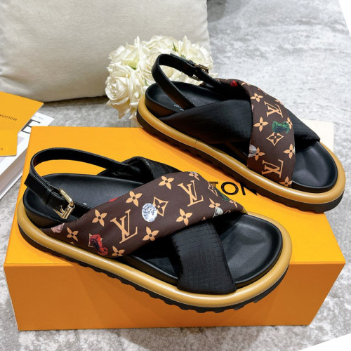 Louis Vuitton Womens Shoes Sandals Slippers Luxury Brand Louis Vuitton POOL PILLOW COMFORT SANDAL Recycled, printed nylon with Original Box 1A9PP5