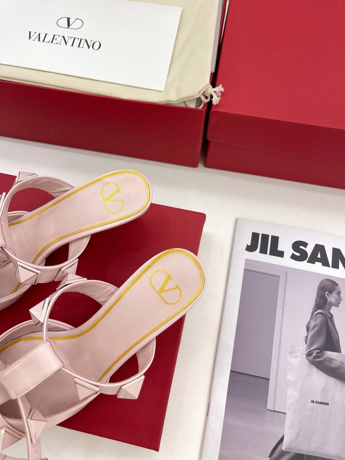 Valentino Women Shoes Mule Flip Flop Sandals ROMAN STUD SLIDE SANDAL IN QUILTED NAPPA with Original Box Luxury Brand 5cm Heel Design