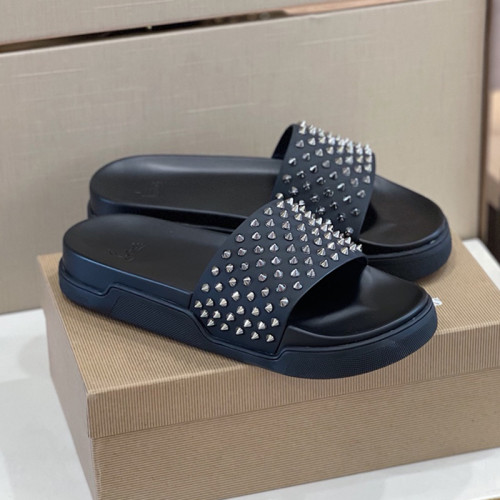 Christian Louboutin CL Men Shoes Slippers Luxury Brand Red Botton Mens Slides with Original Box