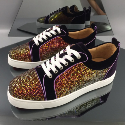 Christian Louboutin Mens Shoes Luxury Brand Red Bottom Design Louis Junior Spikes Flat with Original Box CL sneakers