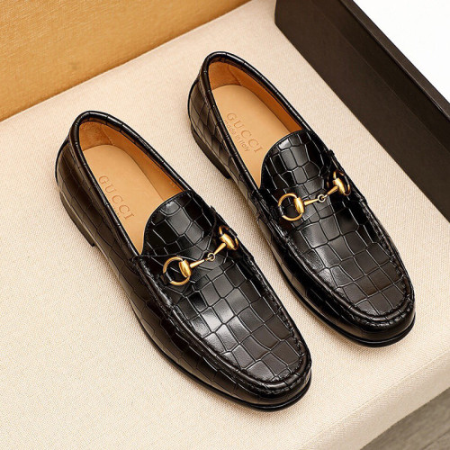 Gucci Mens Shoes Leather Design Luxury Brand Business Dress Shoes for Men with Original Box