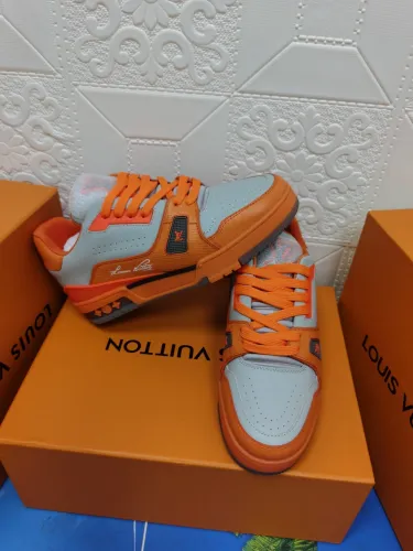 Louis Vuitton Womens Shoes Fashion Sneakers Design Luxury Brand LV TRAINER SNEAKER Mix of materials with Original Box 1A9JI9