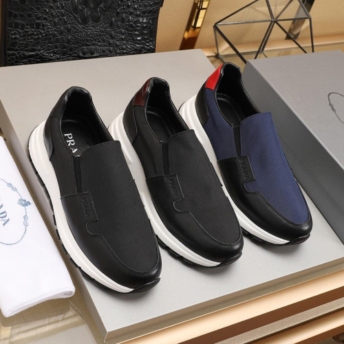 Prada Men Shoes Luxury Brand Sneakers Prax 01 Leather And Technical Fabric Slip-On Sneakers