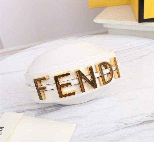 Fendi Womens Bags Shoulder Handbags Luxury Brand Nano Fendigraphy White leather charm 7AS089A5DYF1HEL