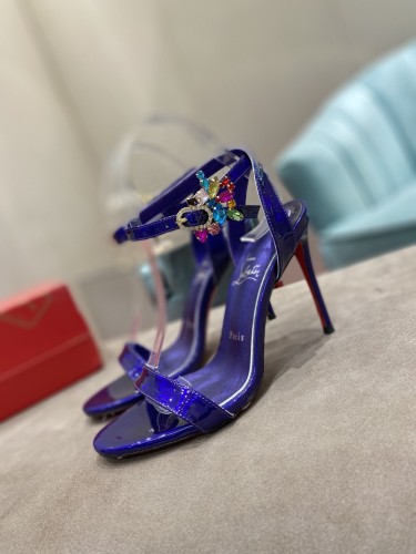 Christian Louboutin Womens Shoes Sandals Follies Strass High Heels Shoes Pumps 10cm Heel with Original Box