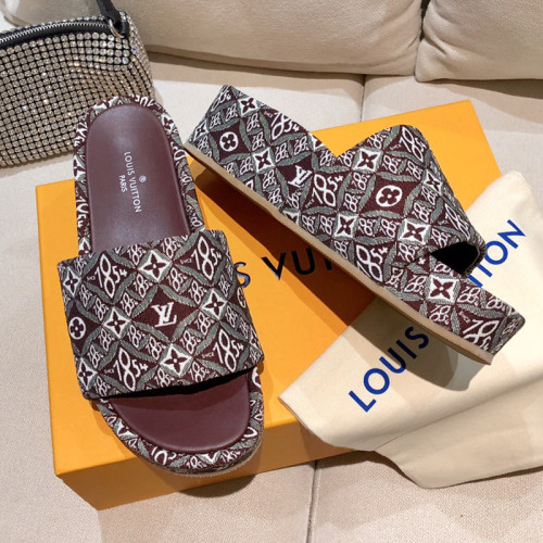Louis Vuitton Womens Shoes Sandals Slippers Luxury Brand Louis Vuitton JUMBO FLATFORM MULE with Original Box 1A9QYY