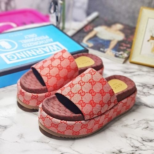 Gucci Mens Shoes Sandals Slides Slippers Luxury Brand Thick Sole Design with Original Box