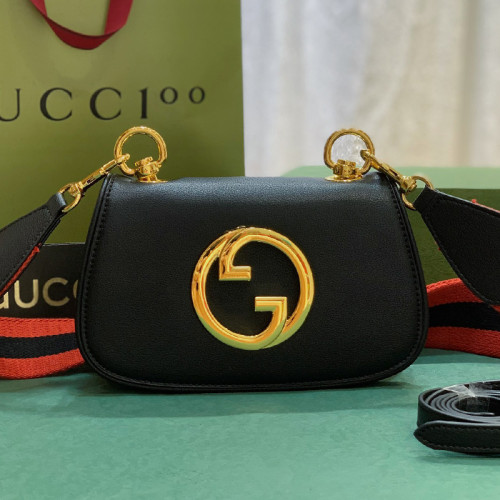 Gucci Womens Bags Shoulder Messenger Bag Luxury Brand Gucci Blondie mini bag in black leather with Original Box 698643 UXXAG 9161